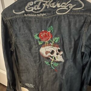 Ed Hardy Jean shirt women L